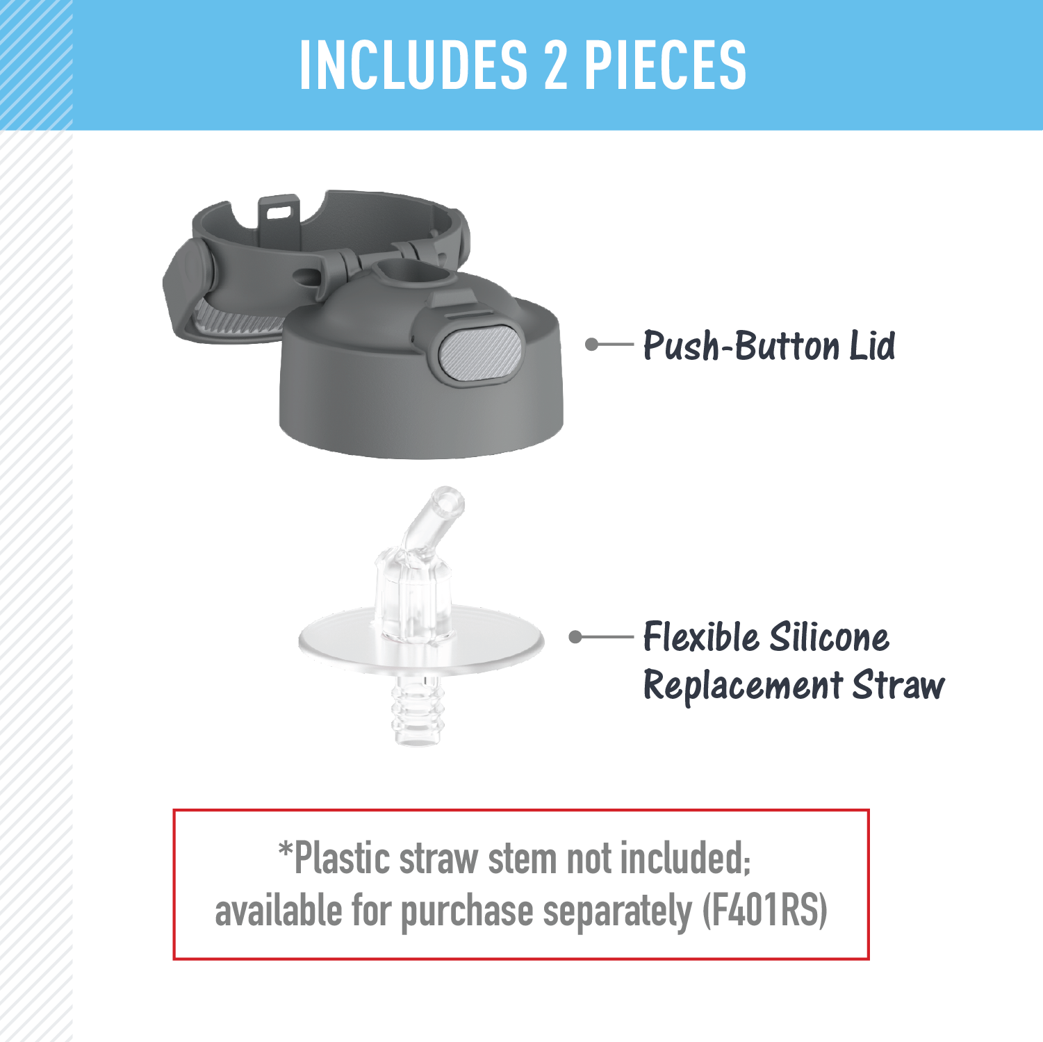 FUNTAINER? WATER BOTTLE - REPLACEMENT STRAW LID - Image 13