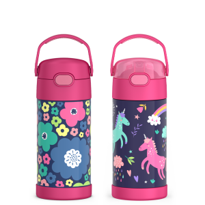12oz FUNtainer Water Bottles Mod Flowers & Unicorn Bundle