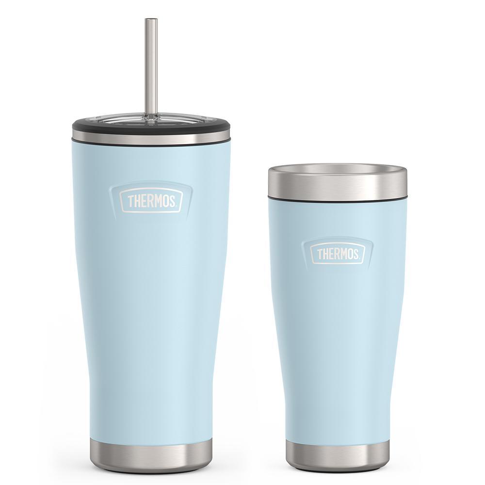 24oz Cold Tumbler with Straw & 16oz Travel Tumbler Bundle - Glacier