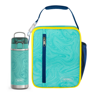 Teal Marble Upright & 18oz Icon? Kids Water Bottle Bundle
