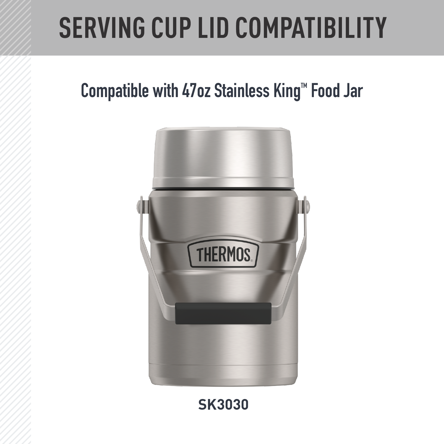 47oz STAINLESS KING? FOOD JAR - REPLACEMENT SERVING CUP LID - Image 3