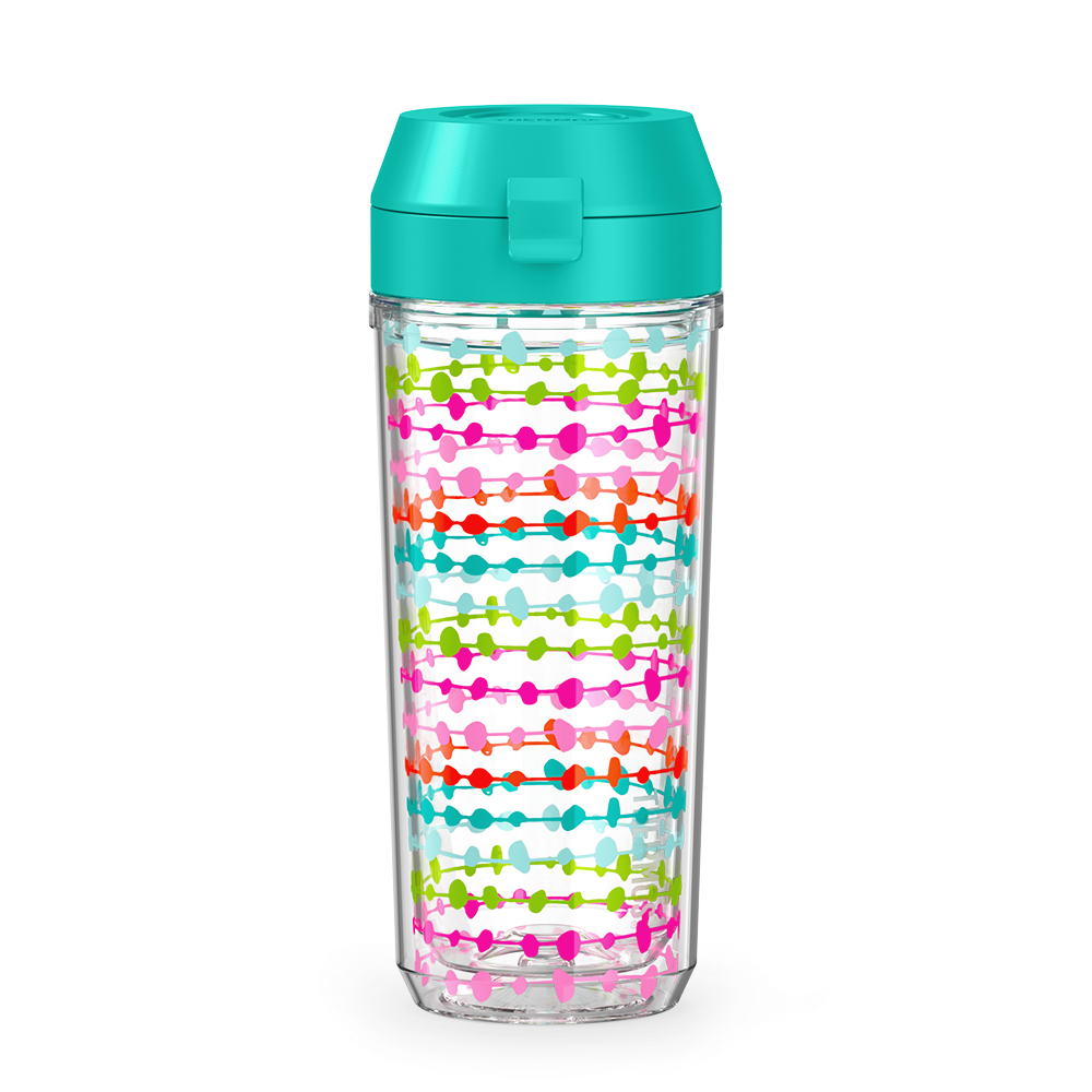 18oz DOUBLE WALL WATER BOTTLE MULTI COLORED ROWS - Image 2